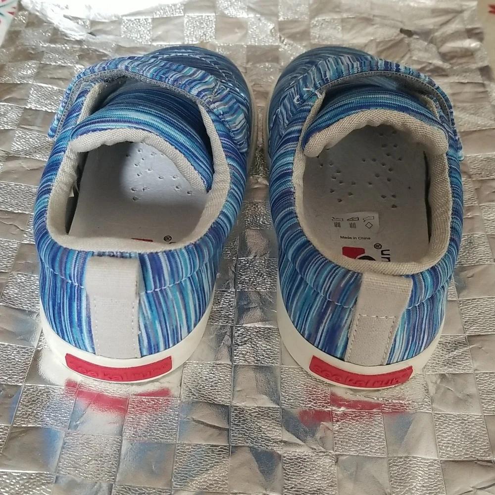 NWOT See Kai Run Velcro Wyatt Blue Jersey Sneakers - Preschool Size 12